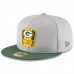 Men's Green Bay Packers New Era Heather Gray/Green 2018 NFL Sideline Road Official 59FIFTY Fitted Hat 3058404